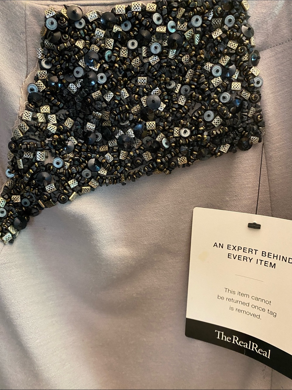 Embellished Light Gray Wool Blend Pencil Skirt -